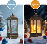 Lifreer 3PCS Christmas Lanterns – Vintage LED Candle Lights with Santa, Snowman & Elk Designs